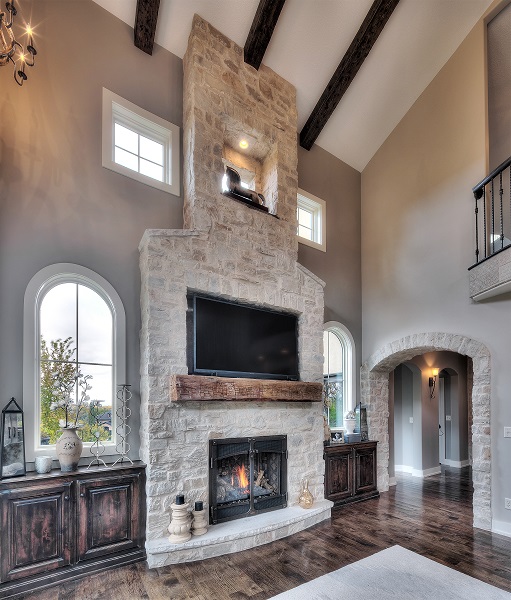 build the stone tile fireplace
